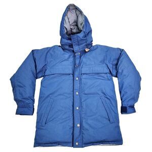 VTG 80s EDDIE BAUER Goose Down Hooded Size S Men's Navy Heavy Parka Jacket Coat